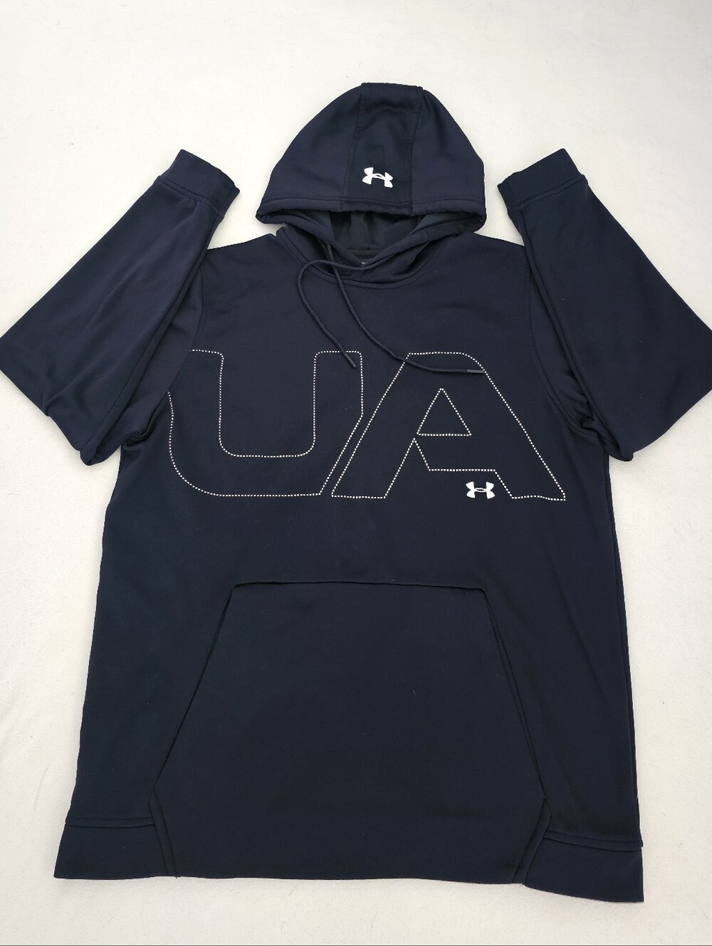 UNDER ARMOUR ColdGear Big Logo Outline Pullover Men's Hoodie Black SIZE LARGE.